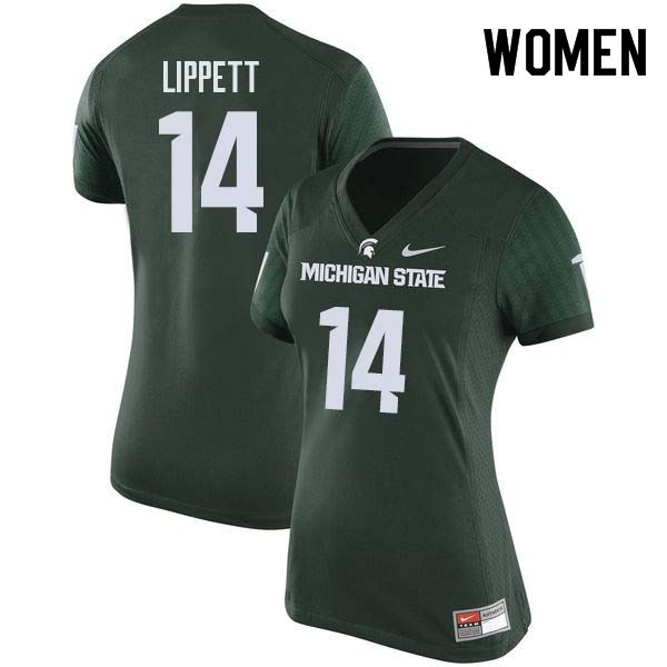 Women #14 Tony Lippett Michigan State College Football Jerseys Sale-Green